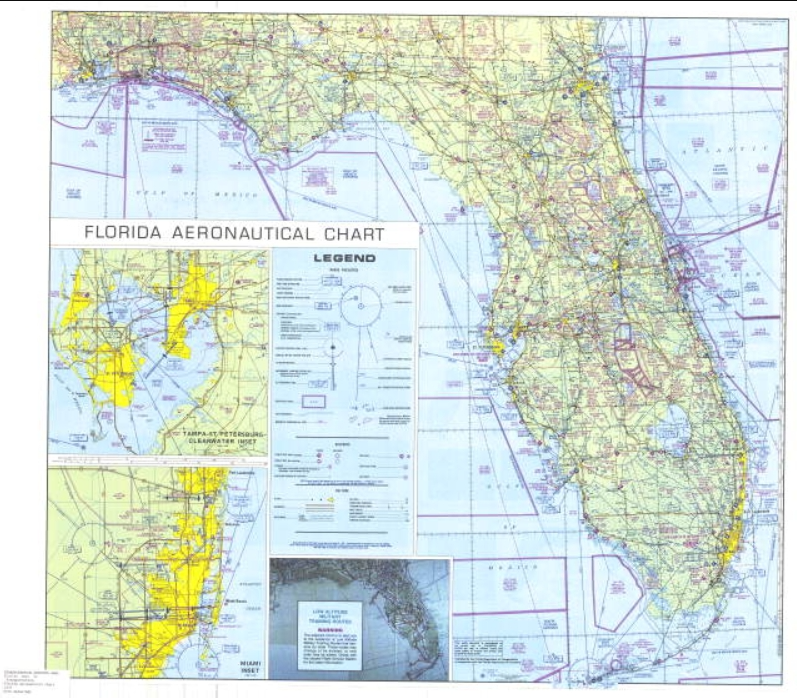StateLibraryFL's tweet photo. On #MapMonday, let’s get a view of Florida from an aerial perspective with this 1979 Florida aeronautical chart map by @MyFDOT. On the verso, there’s a directory of public airports and a Florida air mileage chart. @FLMmemory https://t.co/27NQD7Ye8s https://t.co/OKSEXe8OAD https://t.co/tD7O8Lf0KG