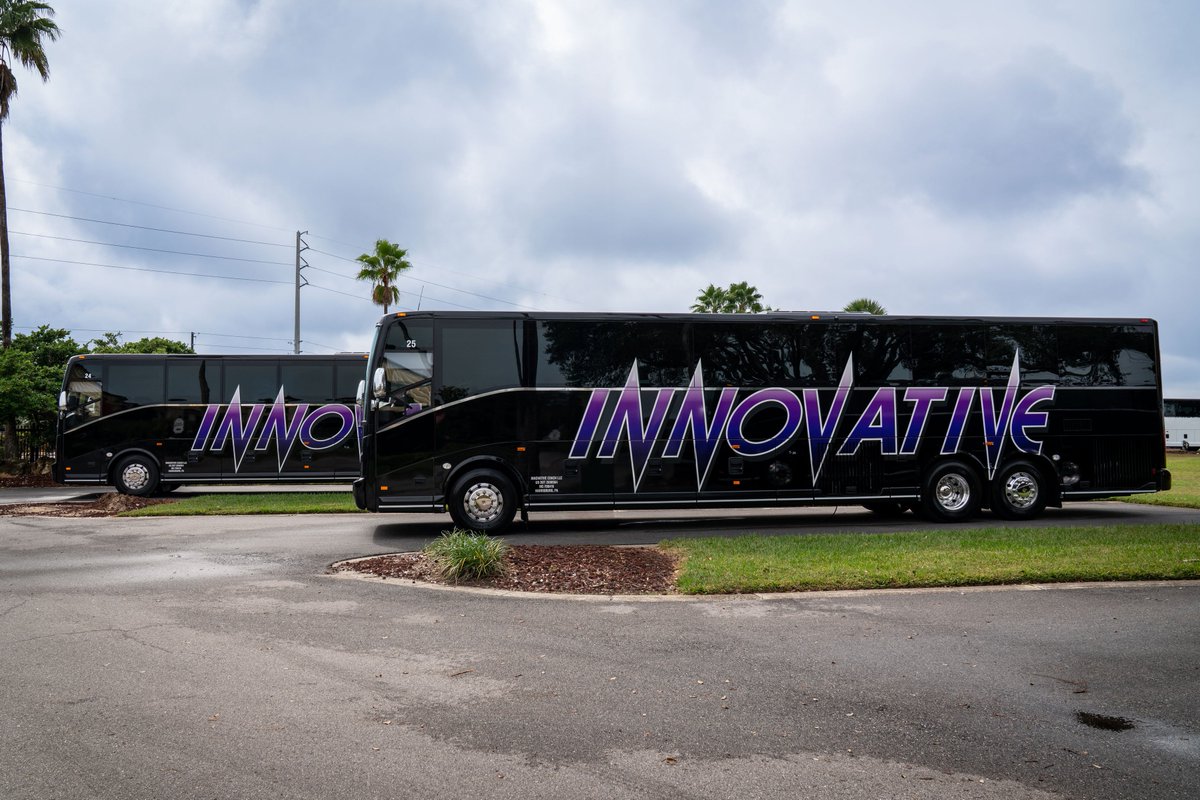 ABC_Companies's tweet photo. #MotorcoachMonday 🚌

@Innovativecoach adds three new Van Hool CX45 to its lineup.

Features:
· Custom paint and graphics by ABC
· Six monitors
· USB-C and USB-A outlets
· Enclosed parcel racks

Designed to keep passengers comfortable and journeys seamless. https://t.co/DryPTqzIak