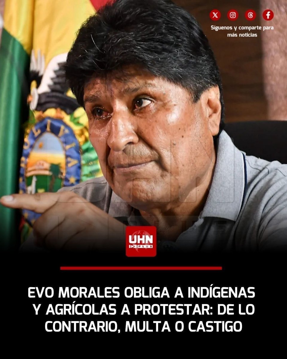 UHN_Plus's tweet photo. 🇧🇴‼️| Un informe de Unitel de Bolivia reveló que los sindicatos, presionados por Evo Morales, obligan a los indígenas y agricultores a protestar en la calle. Algunos son llevados a la fuerza y en caso de no ir son multados con 100 pesos bolivianos o le quitan productos como castigo. No les queda otra que acatar la orden.