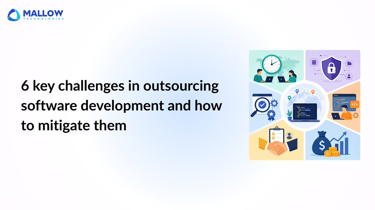 MallowTech's tweet photo. 70% of outsourcing software development challenges are operational, not technical.

Time zone delays, QA gaps, security risks, and unclear ownership impact projects more than coding issues.

Read the full article - https://t.co/97jXfMJjYv

#softwareoutsourcing #mallowtechnologies https://t.co/SunBd67aXq