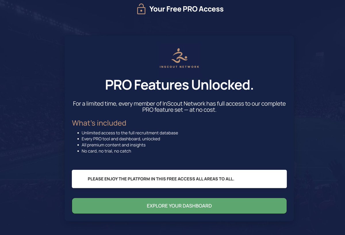 InScoutNet's tweet photo. No pay walls, no subscriptions, no restrictions.

Full FREE access to the whole platform for everyone.

Join here: https://t.co/96X3HF9fde https://t.co/IeRZXXkH61