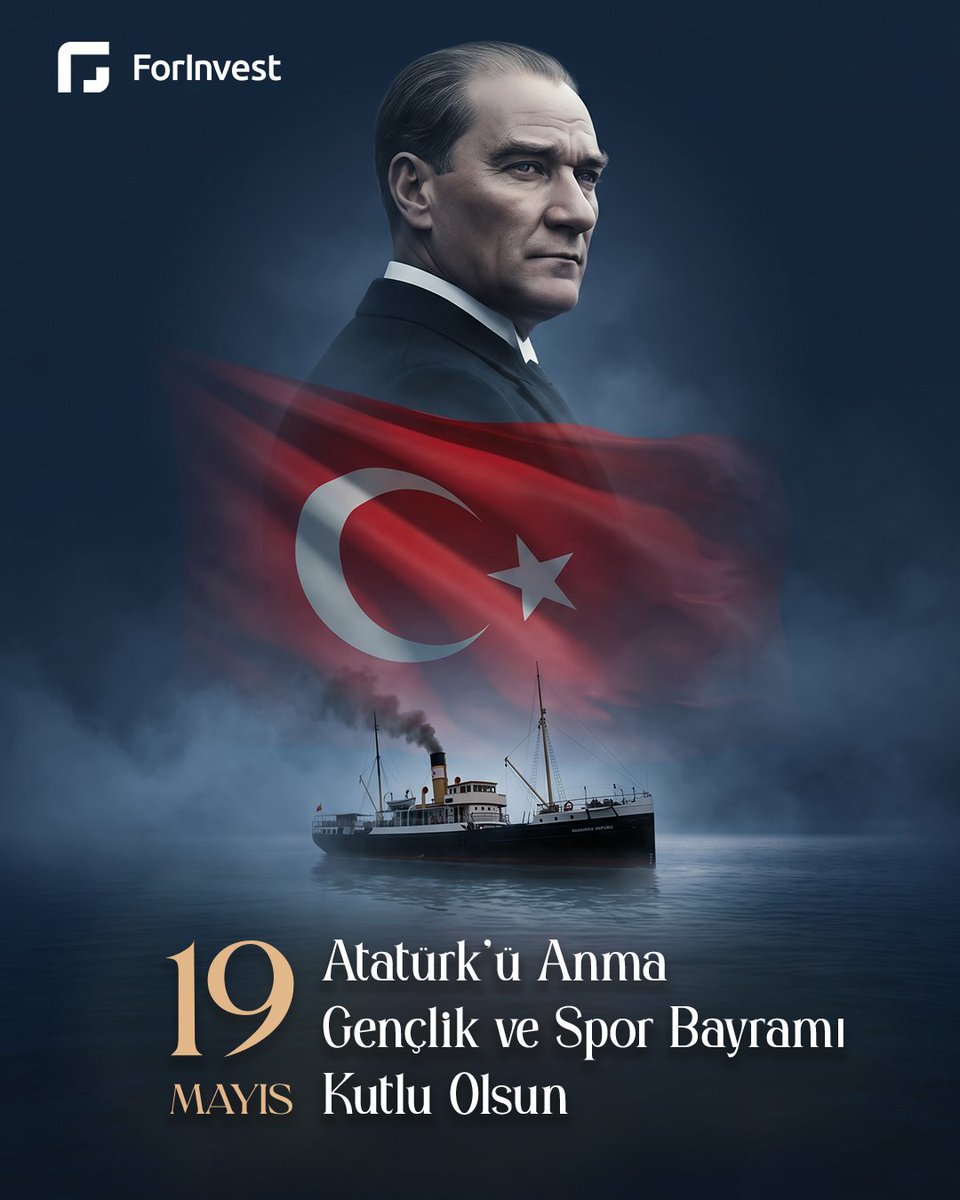 ForInvestCom's tweet photo. 19 Mayıs 1919, bağımsızlık meşalesinin yakıldığı gün. O büyük ruhla geleceğe yürümeye devam ediyoruz. 19 Mayıs Atatürk’ü Anma, Gençlik ve Spor Bayramı kutlu olsun. 🇹🇷
#19Mayıs https://t.co/vpYDLkY4DU
