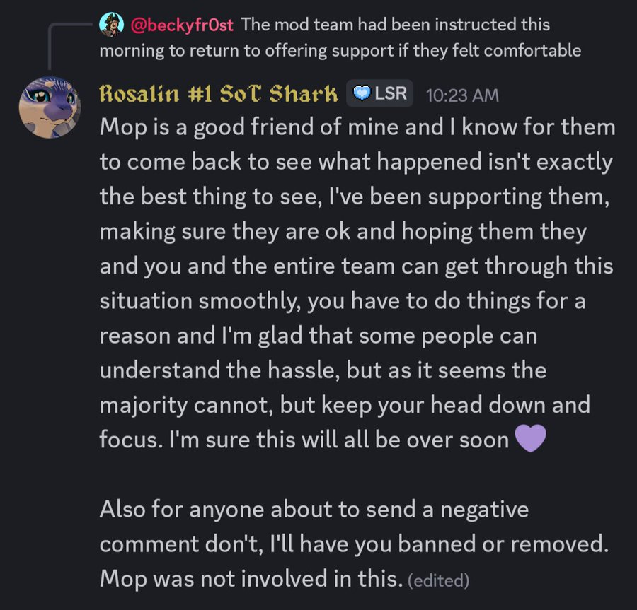 xB0NAx's tweet photo. This is the result of the SoT CMs' 'be nice and get favored' policy they've promised to change in the future. I'm very tired about all this crap. https://t.co/Ha1jrn4O60