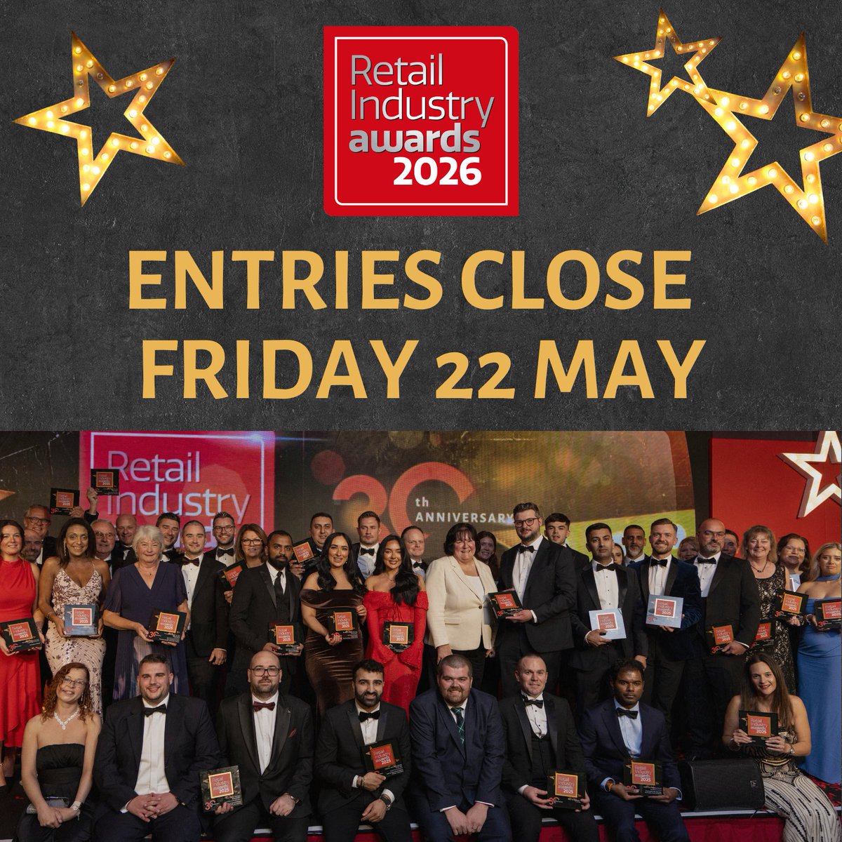 RetailIndAwards's tweet photo. The #RIA26 entry deadline is this Friday 22 May -your last chance to be recognised among the very best in UK grocery retail.

👉https://t.co/tAFx5AY3dv
 
⏰ Don’t wait until the last minute
 Submit your entry now and give your business the recognition it deserves https://t.co/74oE2z14CN