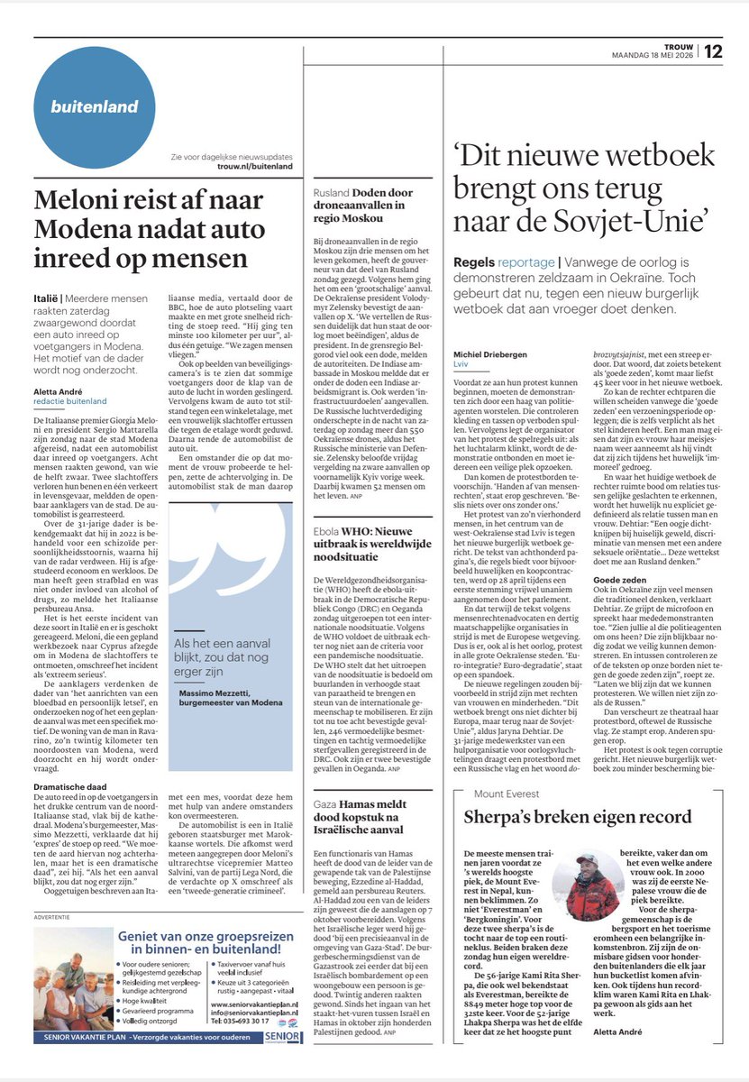 3Bergen's tweet photo. In @trouw: protesteren tijdens de oorlog doe je niet zomaar. Toch gebeurt dat nu in #Oekraïne, tegen het nieuwe burgerlijk wetboek dat in strijd zou zijn met Europese wetgeving. “De regering gedraagt zich onverantwoord.” https://t.co/ctVkOjABwM