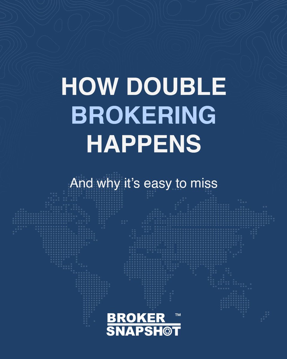 BrokerSnapshot's tweet photo. Double brokering rarely looks suspicious at first.

It looks like a normal booking… until it isn’t.

Know the signs before it costs you.

Explore BrokerSnapshot: https://t.co/RBqAiJlvzN

#FreightFraud #CarrierVetting #Logistics #BrokerSnapshot https://t.co/uRQz32Y2ts