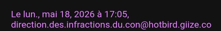 olphiko's tweet photo. Je veux bien me faire spammer, mais faites un effort, parce qu'utiliser "direction.des.infractions.du.con" comme mail, c'est pas sérieux... ^^ https://t.co/yVinDL8GcS