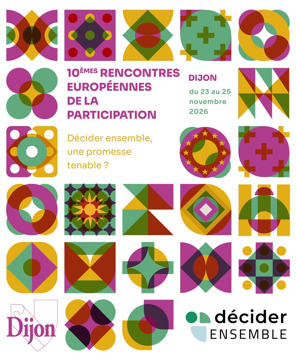 oidp_org's tweet photo. La 10e édition des Rencontres européennes de la participation aura lieu du 23 au 25 nov. à Dijon avec @DeciderEnsemble.
Vous voulez proposer un atelier ou un retour d'expérience ? 
⏳ Date limite : 21 juin 2026 🔗https://t.co/L3QoRzpDbP https://t.co/xAVU8ddVKe