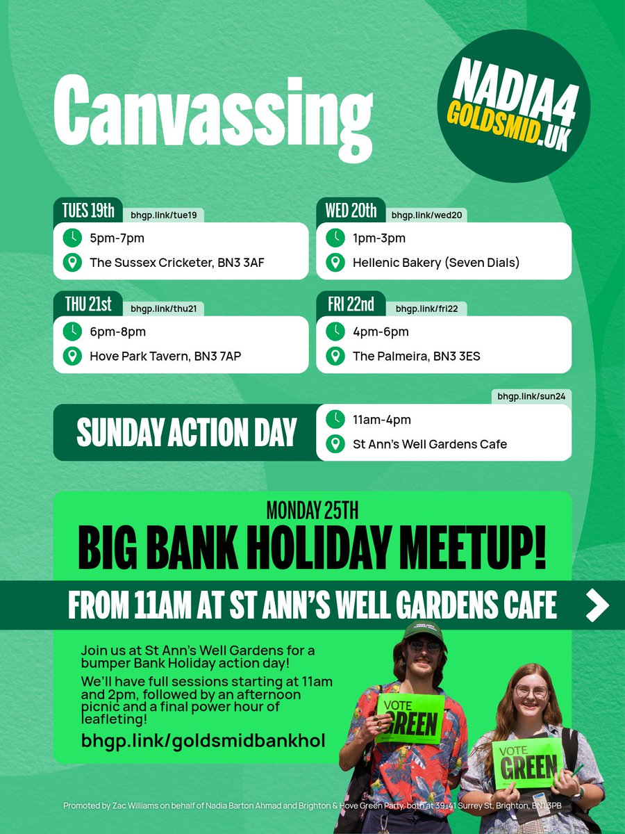 BHGreens's tweet photo. This week in Goldsmid!

Full details to signup at https://t.co/JKX2ZP0lOk https://t.co/WloX5tzojU