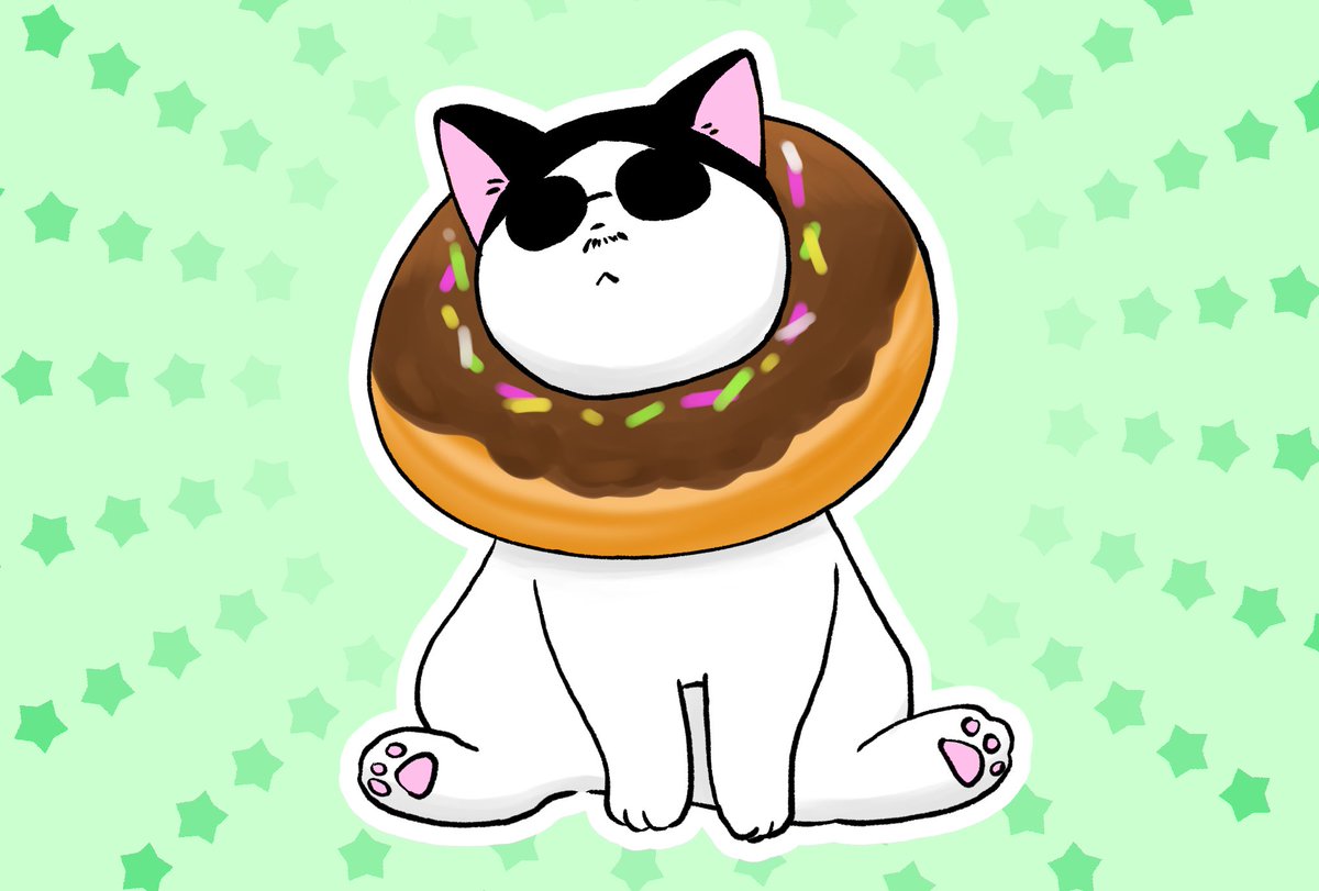 「何がとは言いませんがミケサクとドーナッツの組み合わせを描きたくなったので。何がと」|危険なみかんのイラスト