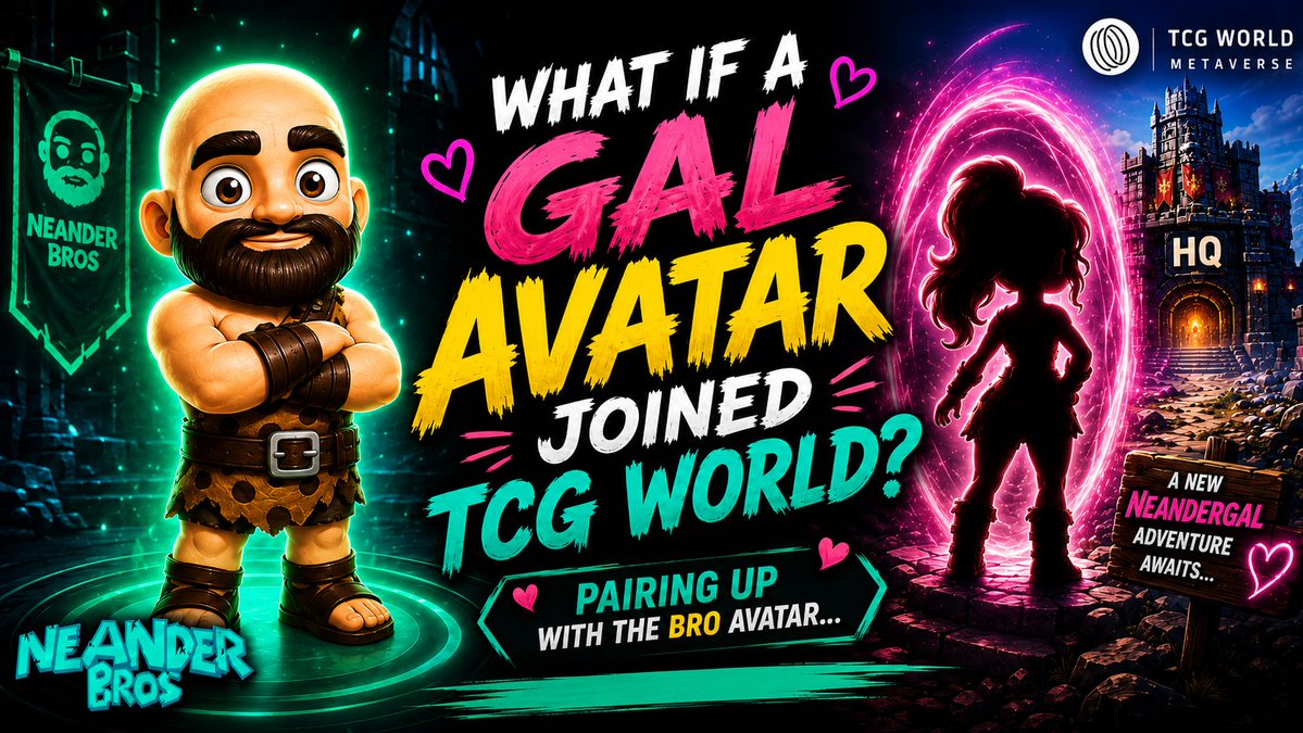 NeanderBrosNFT's tweet photo. The Bro Avatar is already live and playable in TCG World…

But what if he wasn’t entering the metaverse alone? 👀💗

A NeanderGal Avatar pairing up with the NeanderBro could make the next adventure even bigger.🦴✨

#NeanderBros #TCGWorld #Web3Gaming https://t.co/lFs8OCr0u2