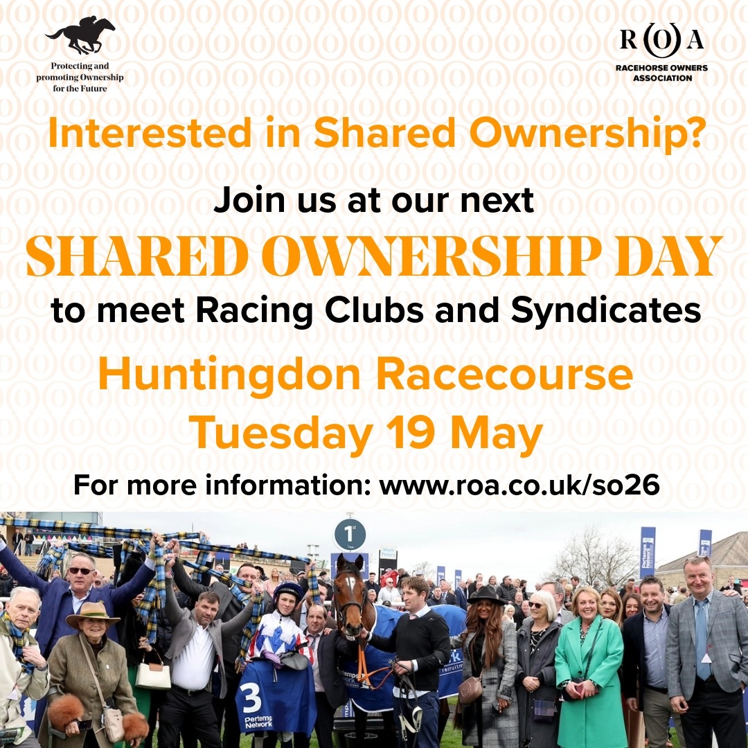 RacehorseOwners's tweet photo. 🏇 We’re looking forward to our 4th Shared Ownership Day @Huntingdon_Race  tomorrow in partnership with the @RSAsyndicates. 

If you’re interested in finding out about what ownership can offer, head along & speak to us at the ROA, along with the syndicates & clubs who will be there on the day.

🔗https://t.co/aNWh77eT9b