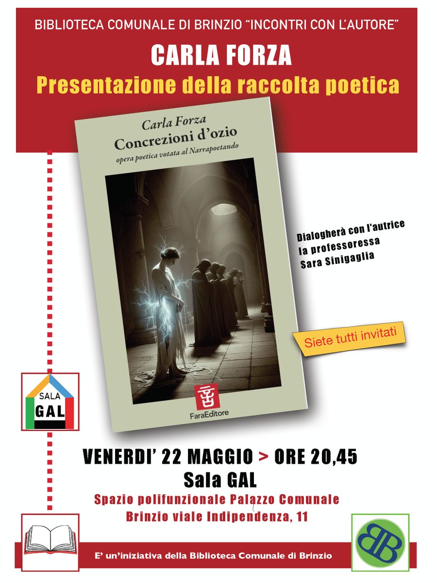 faraeditore's tweet photo. Carla Forza presenta la sua nuova raccolta nella Bilbioteca di Brinzio  venerdì 22 maggio 2026
https://t.co/kpZNbjfCbt

https://t.co/pHUJlQ39ci https://t.co/cyVeuLU21L