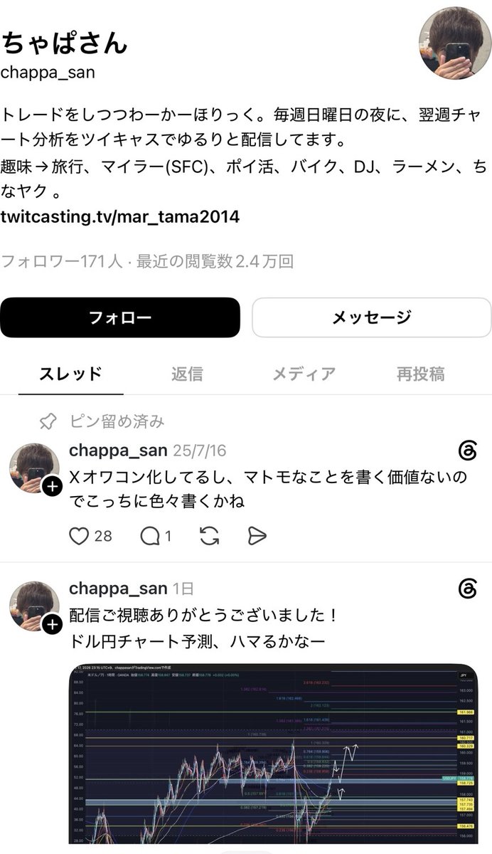mar_tama2014's tweet photo. やがみ氏への謝罪から逃げてスレッズとインスタで営業中のちゃっぱ https://t.co/f71NRqYxaF