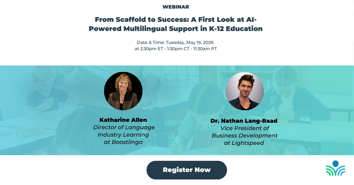 lightspeedtek's tweet photo. Tomorrow we are talking about what AI-powered interpretation can actually do for multilingual learners in K-12, and what it cannot.

May 19th at 2:30 PM PT 

Register Now: https://t.co/bH5PeDQrQP https://t.co/2mtzphjyAo