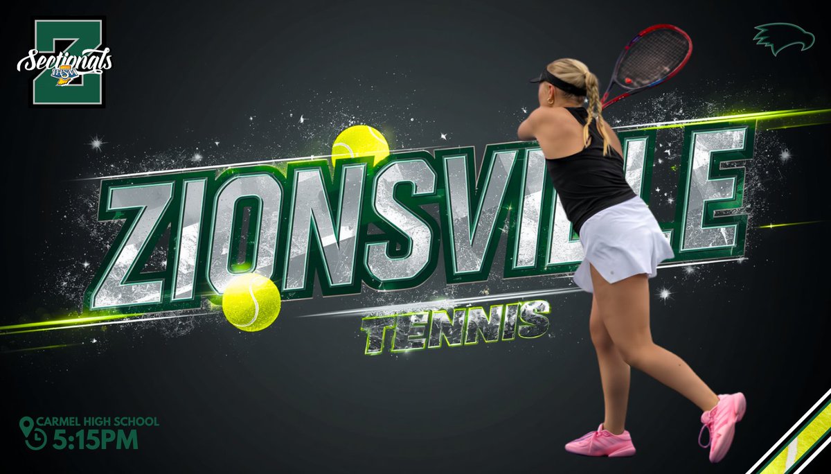 ZCSeagles's tweet photo. 🎾 GIRLS  TENNIS 🎾  Good luck to @Zville_GTennis as they compete in the @IHSAA1 SECTIONAL @carmelathletics today!  All of the action begins at 5:15PM.  GO EAGLES!!! https://t.co/O0KTa0ulC6