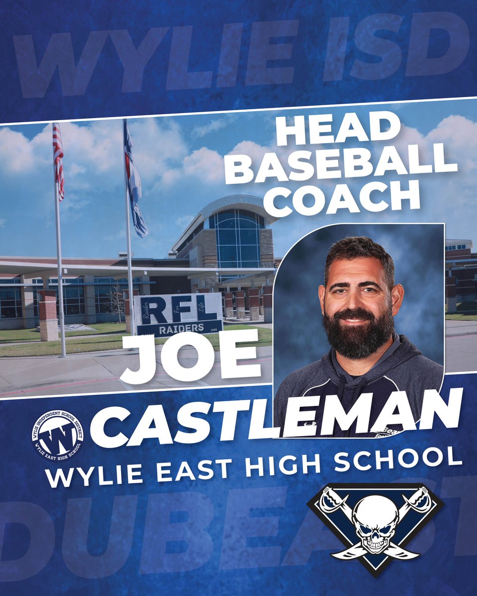 WylieISD's tweet photo. 🎉⚔ Wylie East Names New Head Baseball Coach

Wylie ISD is excited to announce that Joe Castleman has been named the new head baseball coach at Wylie East High School.

⚾️ Read more about Coach Castelman: https://t.co/YY2MYreM5P

Congratulations, Coach!

#DUBEAST https://t.co/NoeS8ZIuAL