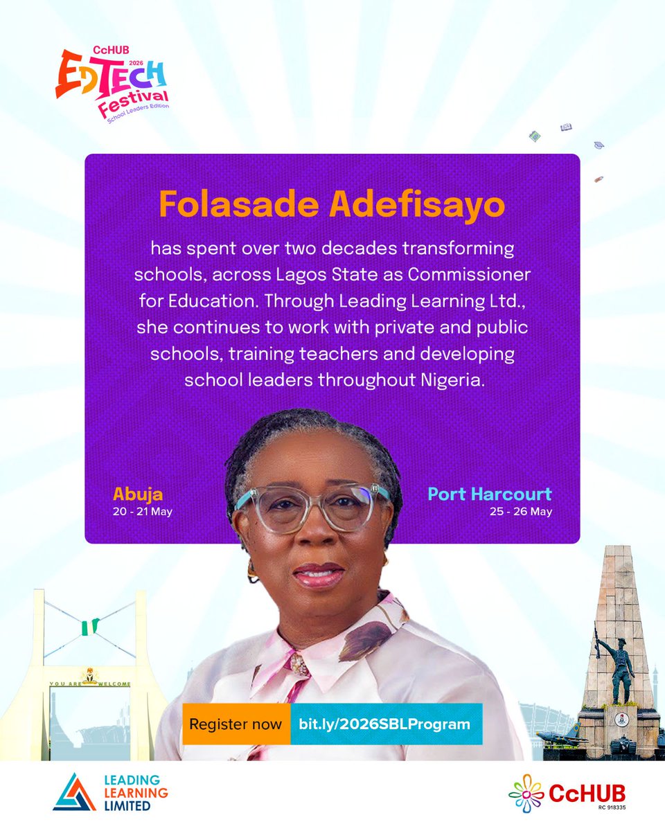 relearnNG's tweet photo. Abuja, we're seeing you on Wednesday!

No more overwhelming financial decisions. Join the SBL program and get the blueprint from the former Commissioner of Education (Lagos) herself, Folasade Adefisayo.

Free.

🗓️ 20-21 May 
🔗 https://t.co/S2tBuJ05Ny

 #Abuja #NigeriaEducation https://t.co/EP9gLE4kBV
