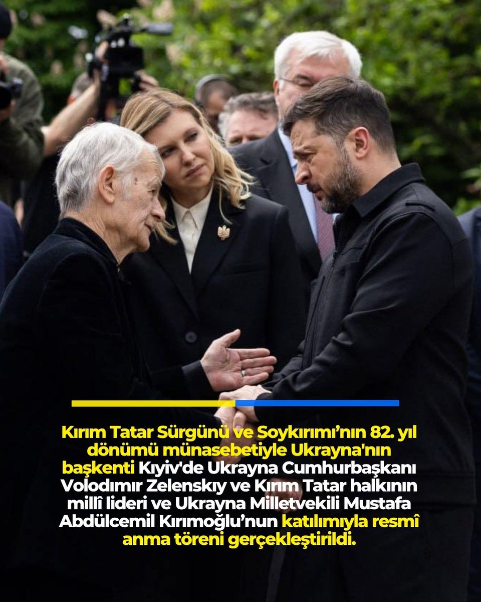 qha_kirimhaber's tweet photo. Kırım Tatar Sürgünü ve Soykırımı’nın 82. yıl dönümü münasebetiyle Ukrayna'nın başkenti Kıyiv'de Ukrayna Cumhurbaşkanı Volodımır Zelenskıy ve Kırım Tatar halkının millî lideri ve Ukrayna Milletvekili Mustafa Abdülcemil Kırımoğlu’nun katılımıyla resmî anma töreni gerçekleştirildi. https://t.co/e0XSJfqDIh