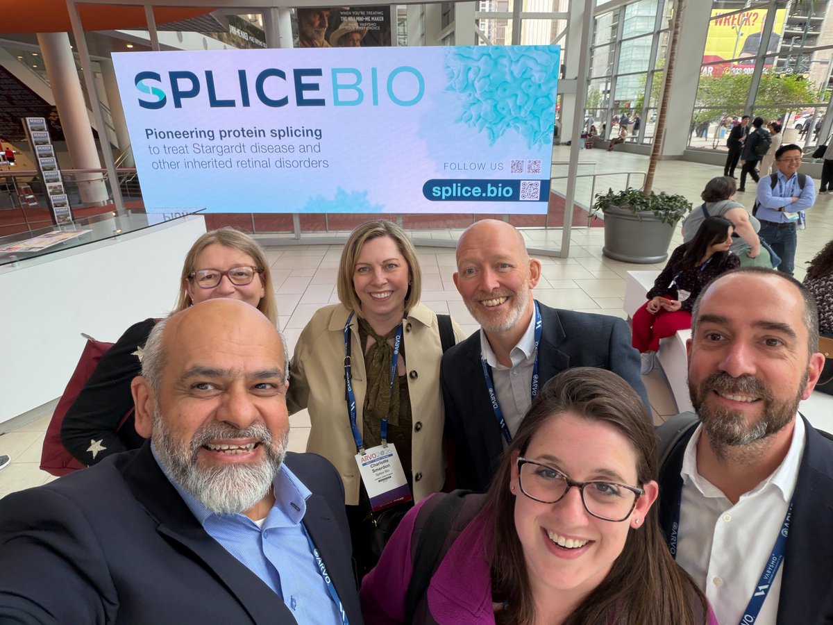 SpliceBioHQ's tweet photo. Great time at #ARVO2026 &amp; #ASGCT2026! We were proud to share progress on our clinical program SB-007 for #Stargardt disease and engage in conversations with the broader #genetherapy community. Thank you to everyone who connected. We’re energized by the momentum! https://t.co/QywmMbWUso