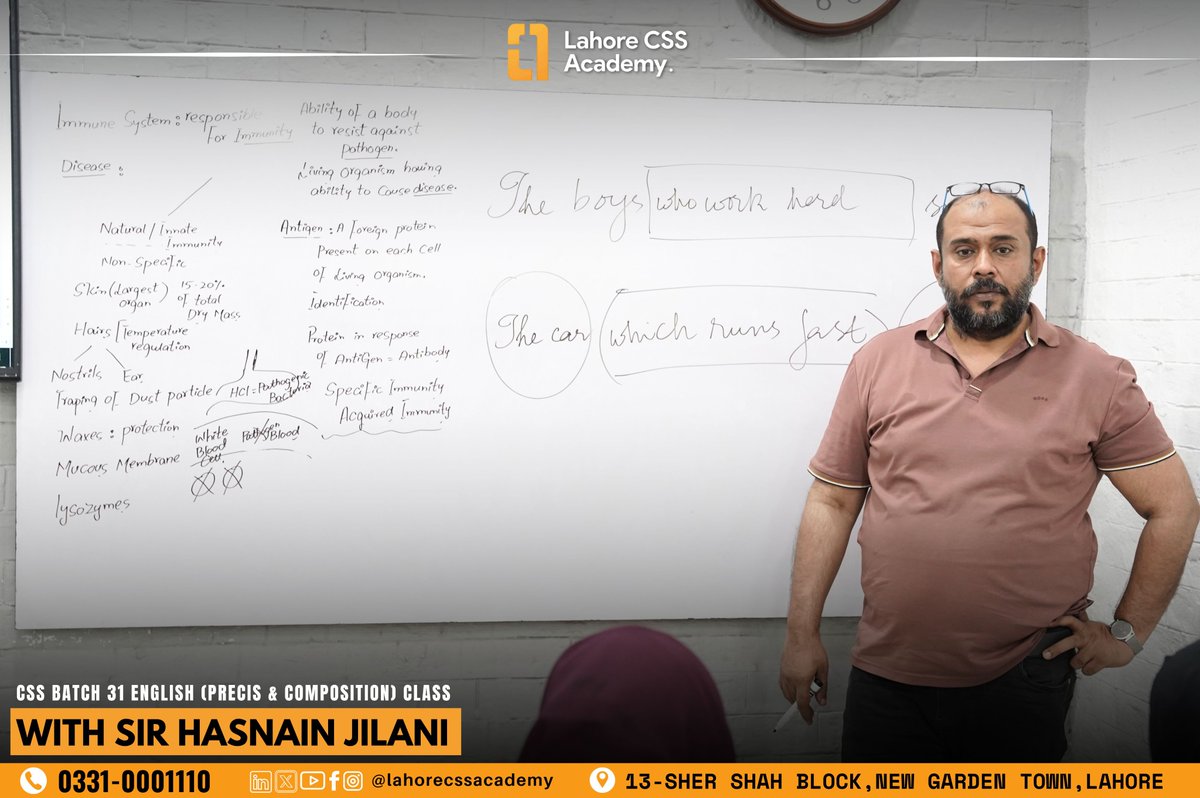 lahore_css's tweet photo. CSS Batch-31 English (PRECIS &amp; COMPOSITION) Class With Sir Hasnain Jilani

📞 Register Now: 0331 0001110
📍 Lahore CSS Academy, 13 Sher Shah Block, Garden Town, Lahore

#LCA #CSS2027 #CivilServices #LahoreCSSAcademy #CSSFuture #CSS2027 #CSSPakistan #lahore #sirjilani https://t.co/QmTHOIbLuz