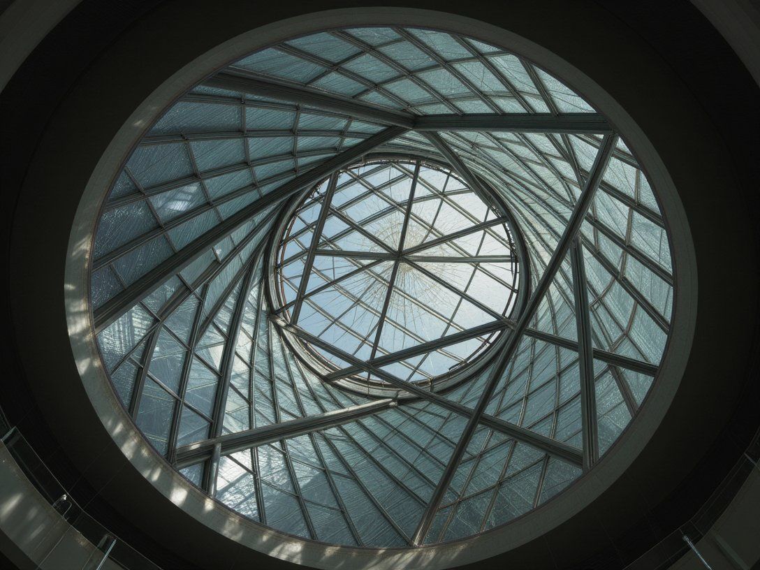 phiarch_'s tweet photo. Curved glass ribs twist into a mesmerizing spiral, casting intricate shadows below. This modern masterpiece blends light and shadow with architectural elegance. #architecture #moderndesign https://t.co/izaPyVUV3h