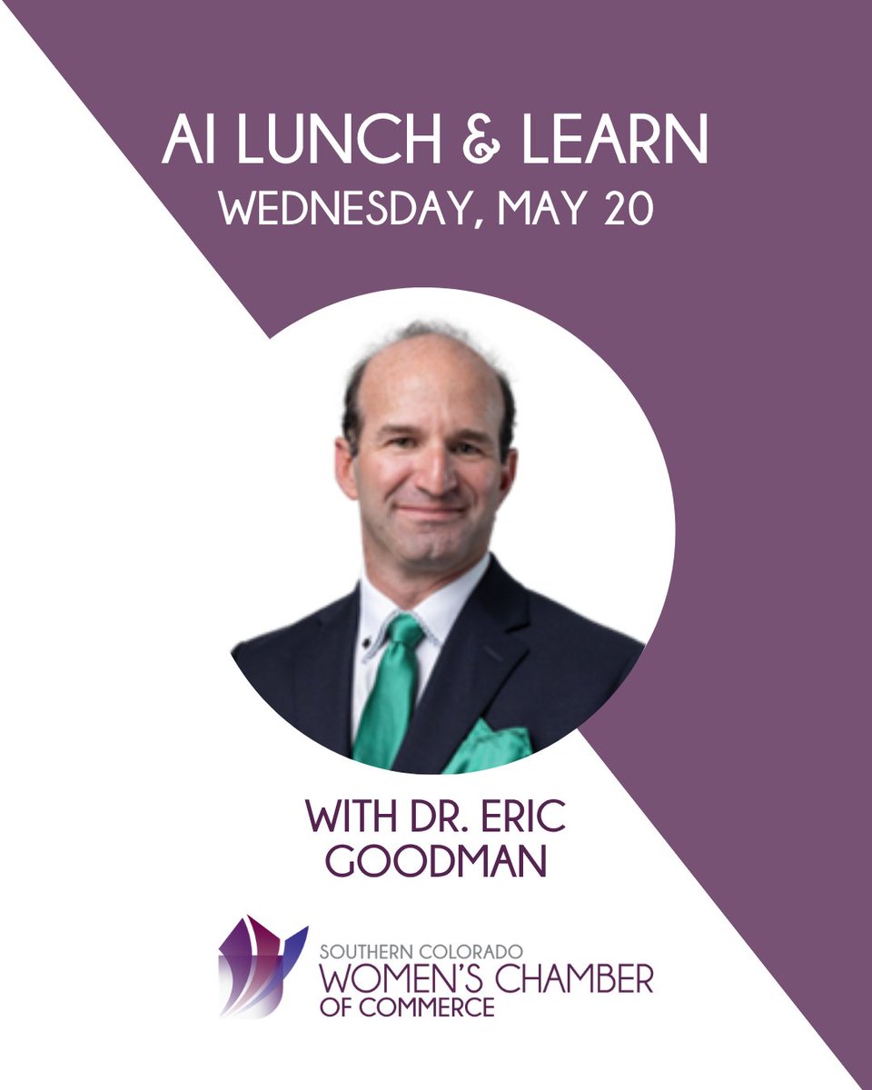SCWCC's tweet photo. Our next AI Lunch and Learn is this Wednesday, and Dr. Eric Goodman will walk through how women in business are using AI tools right now to reclaim time, streamline their workflows, and lead with greater clarity. https://t.co/lPiswtEPpH

#SCWCC #ColoradoSpringsNetworking https://t.co/ebUuTiuKbJ