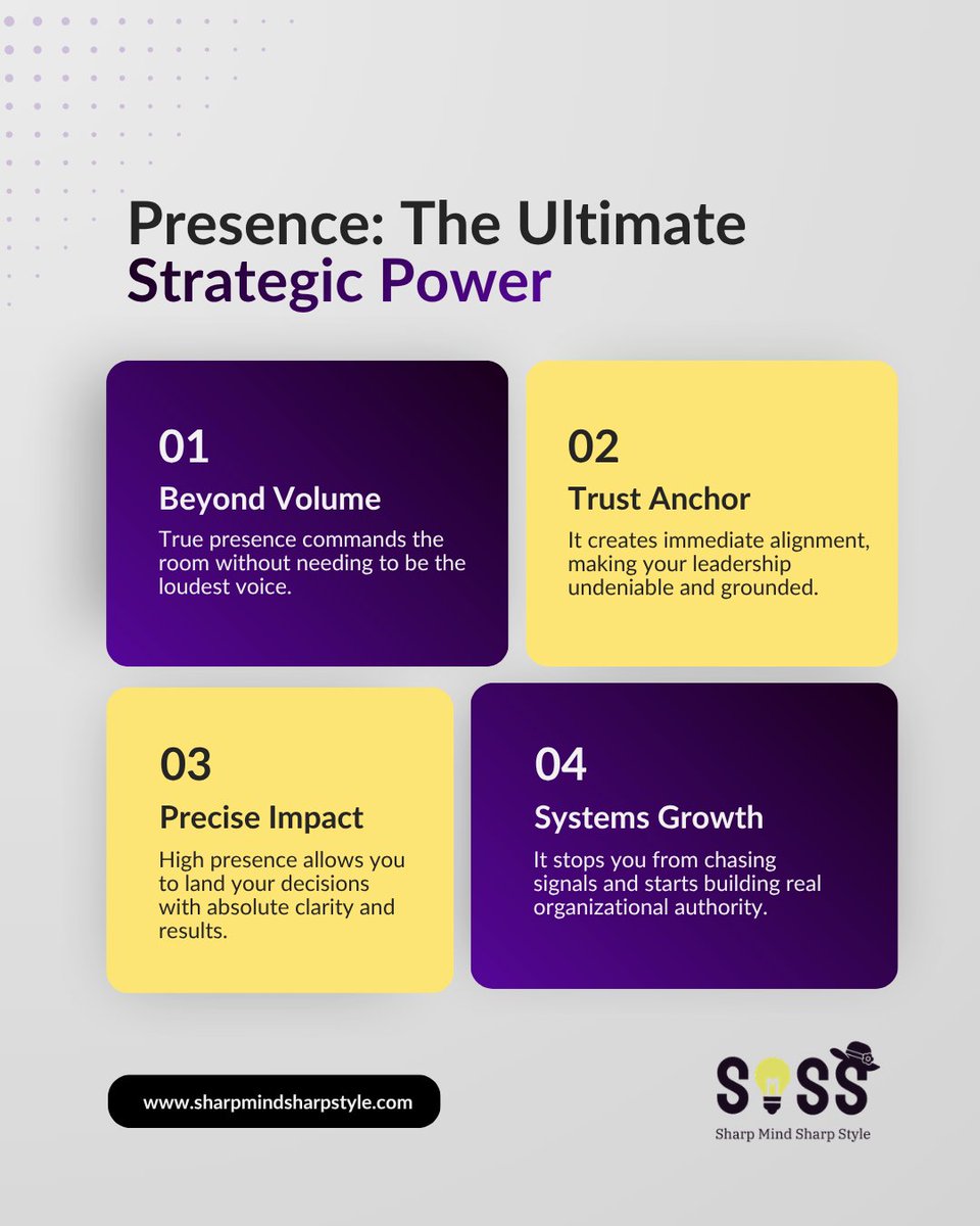 sdhillon08's tweet photo. True presence isn't about performance or charisma, it is the result of total alignment. 🧠

Mastering your presence allows you to outgrow broken systems and lead with precision. ✨

#sharpmind #sharpstyle #presence https://t.co/DcUklPRZ6R
