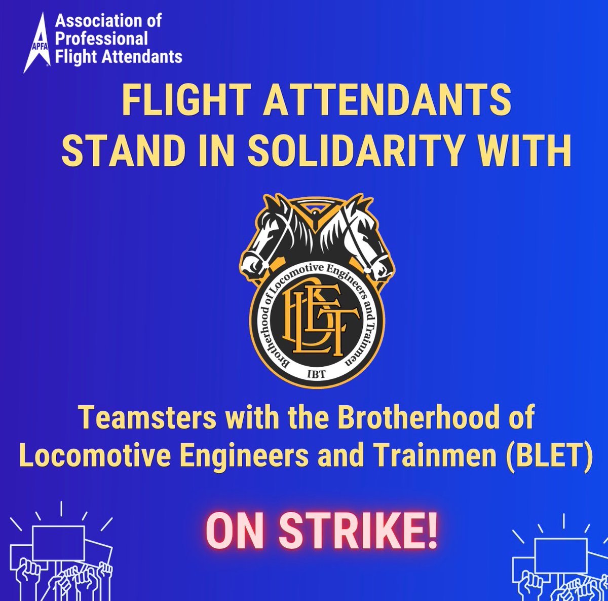 APFAunity's tweet photo. Standing with our LIRR Union Siblings at @BLET @Teamsters! The Teamsters represent over 500 locomotive engineers at the railroad. They have gone three years without raises throughout the bargaining process for a new contract. https://t.co/z2nWAulwHF