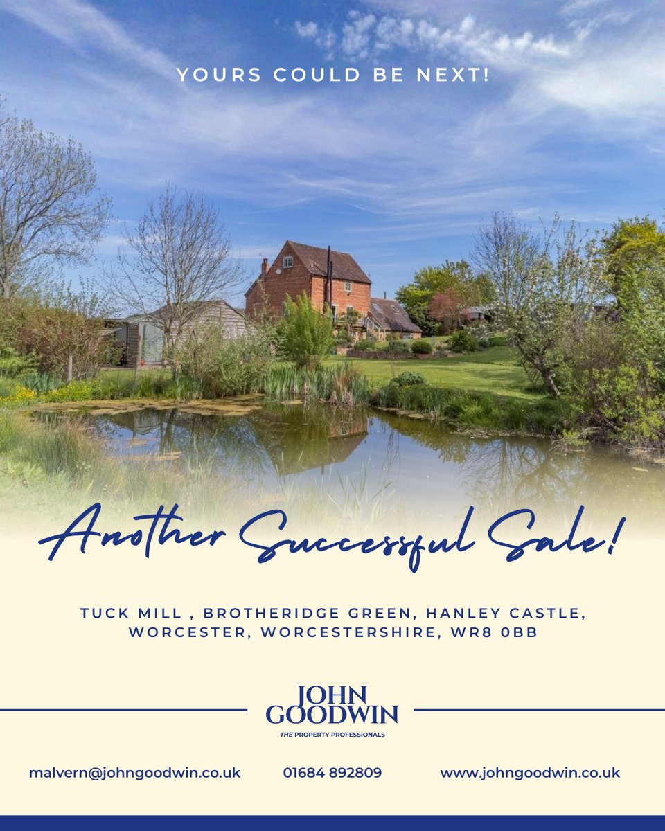 JGoodwinFRICS's tweet photo. A remarkable home, now exchanged!

Tuck Mill is a restored 1841 former mill house, showcasing original features alongside light-filled interiors. Set within 3.5 acres in Brotheridge Green.

 Get in touch, yours could be next!

📞 01684 892809
📧 malvern@johngoodwin.co.uk https://t.co/BHpgTJaF6t