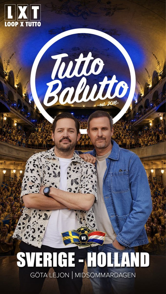 TuttoBalutto's tweet photo. Hälften av biljetterna till vårt stora VM-baluns på Göta Lejon har gått åt. Midsommardagen, Sverige-Holland, möjlighet till en episk afton tillsammans!

Boka här för en hunka/biljett: https://t.co/bjRPZbh4L2 https://t.co/vbt41bonyt