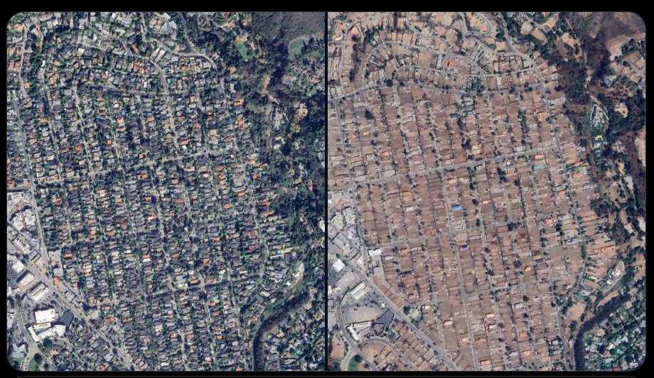 Hunter_Weiss's tweet photo. @spencerpratt @Google Here's the before and after they are hiding of the Palisades https://t.co/iNrg2VSZjf