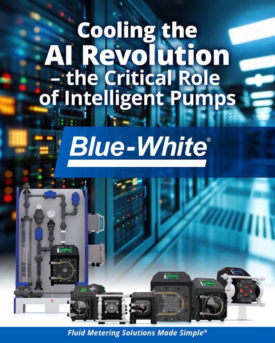 BlueWhiteInd's tweet photo. Data centers supporting generative #AI systems &amp; large language models (LLMs) produce extreme heat loads that require sophisticated liquid-to-liquid heat exchange systems. The #water used must be treated to remove contaminants. New Article:  https://t.co/PyLFc7NOcZ #processwater https://t.co/YQCcLIAqP5