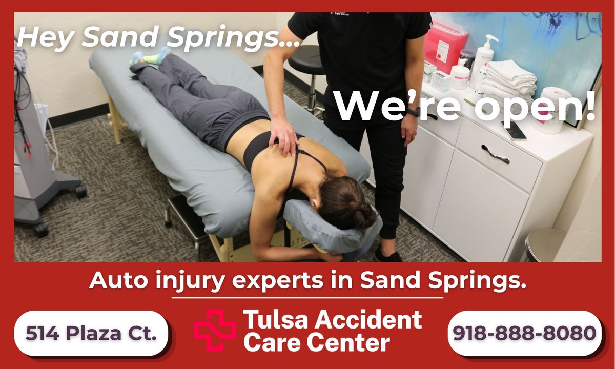 TulsaACC's tweet photo. It's official... we are OPEN IN SAND SPRINGS!

We hope you're never in an auto accident, but we're here when you do. https://t.co/lA5TTky6g9