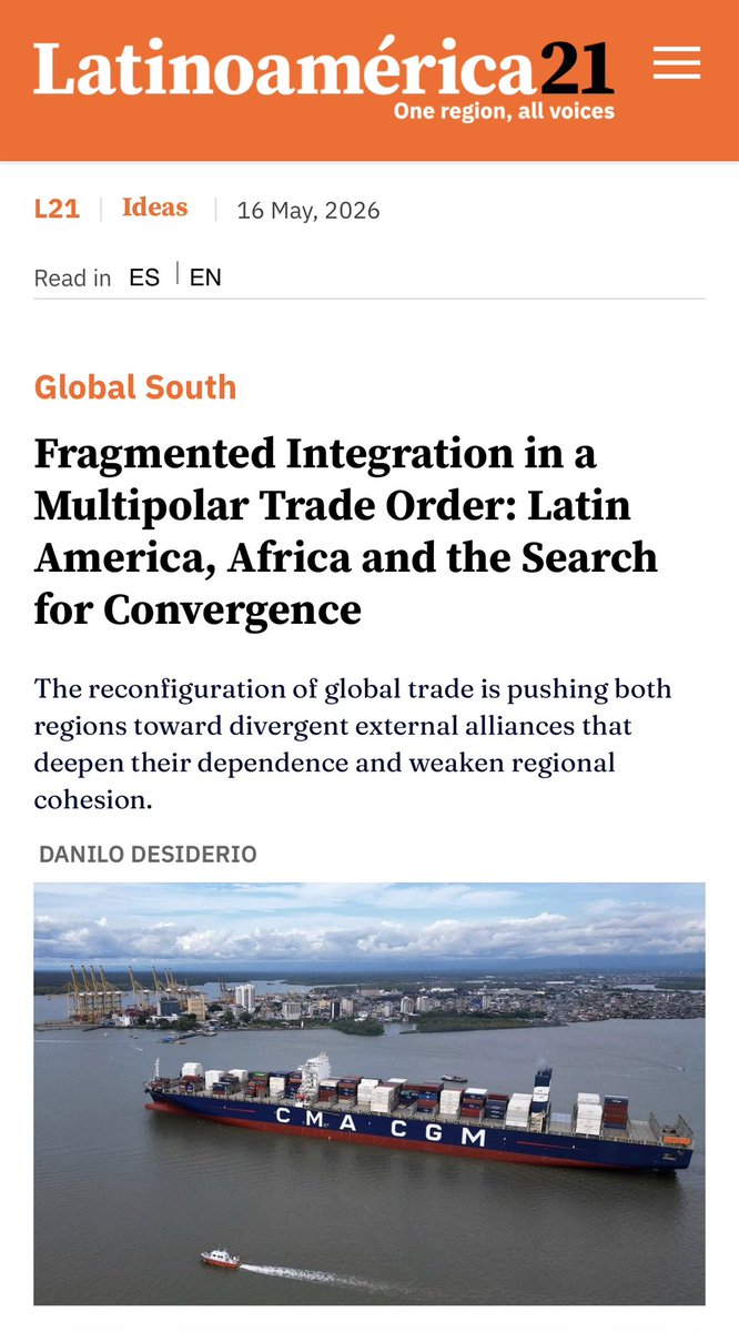 dandesiderio's tweet photo. Geopolitical reflections on Africa–Latin America integration pathways (Latinoamérica21): https://t.co/L68riGJbY3 https://t.co/KbjwawEa5h
