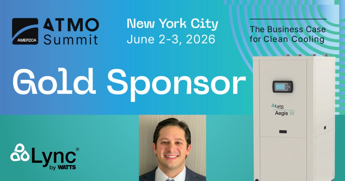 Lyncbywatts's tweet photo. Lync will be a Gold Sponsor at the ATMO America conference on June 2–3, 2026 in Tarrytown, NY. Attend to hear Senior Product Manager Andrew Macaluso share his insights on the rise of CO₂ heat pumps in North America. 

Learn more: https://t.co/rU12OeGdaR #ATMOAmerica https://t.co/iSvHGXvi7V