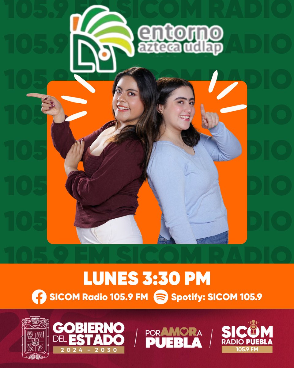 RadioSICOMPue's tweet photo. 📻🎓 #SICOMRadio | Entorno Azteca

Un espacio juvenil donde la comunidad @udlap comparte ideas, proyectos y experiencias que conectan con la vida académica, cultural y social 🌟.

🎙️ ¡Escúchanos por el 105.9 FM!

#LaRadioDeLasYLosPoblanos #PorAmorAPuebla #PensarEnGrande https://t.co/ON0gDmNt6i