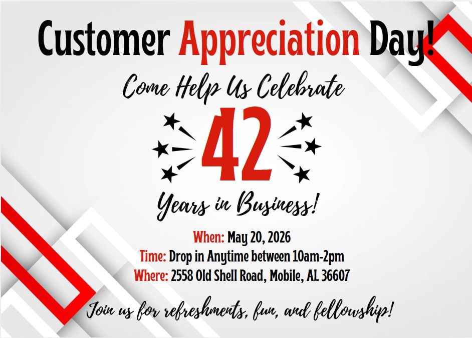 MakedaNichols's tweet photo. 👉Don't Forget! This Wednesday, May 20, 2026! 10am - 2pm👈

 #42YearsInBusiness #ThankYouCustomers #MobileAL #CustomerEvent #SupportLocal https://t.co/ZaYtTEatlA