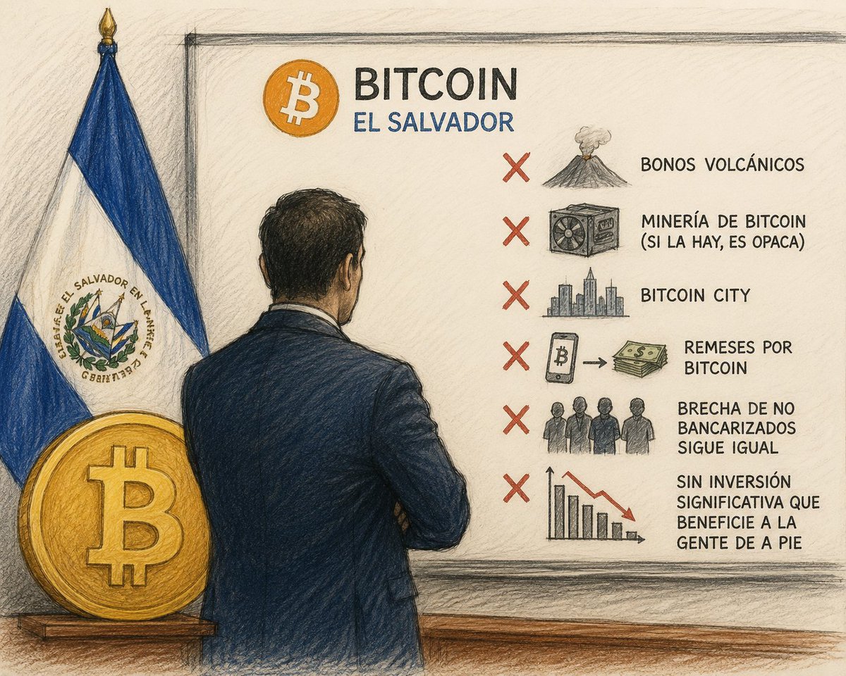ishi0k's tweet photo. ¿Soy yo o, en mayo de 2026, se siente como si el interés y la conversación sobre #Bitcoin en el Bitcoin Country (El Salvador) estuvieran en sus niveles más bajos desde el boom de 2021? Diría que están casi en cero.

Desde el inicio fui muy crítico de cómo se estaba desarrollando el proyecto y también de las personas incompetentes (supuestos asesores expertos) que estaban detrás de él.

Estoy convencido de que, con las personas adecuadas desde el principio, la historia habría sido diferente. Realmente lo creo.

No hay bonos volcánicos, no hay minería de Bitcoin visible (y si la hay, es un secreto opaco), no hay Bitcoin City, no hay remesas fluyendo masivamente a través de Bitcoin y la brecha de los no bancarizados sigue prácticamente igual.

No hay economía circular (transaccionalidad) significativa a nivel país que gire sobre Bitcoin.

Tampoco existe una inversión significativa derivada de Bitcoin que beneficie realmente a la gente de a pie.

Mucho discurso, mucha narrativa futurista, pero pocos resultados tangibles para la población común.

Creo que es muy importante que toda persona desarrolle sentido crítico: esa capacidad de autocuestionarlo todo, de no aplaudir todo y de no dar gracias por todo.