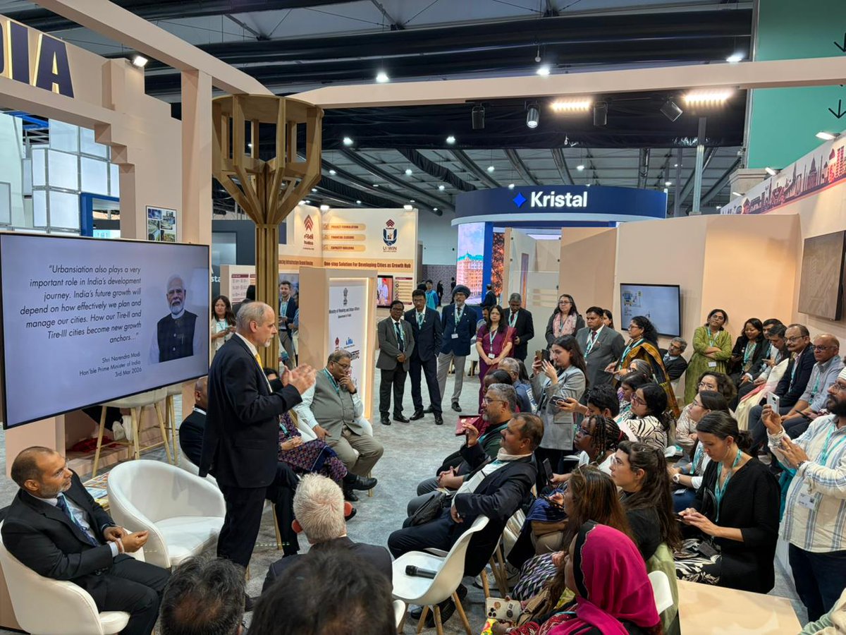 UNinIndia's tweet photo. 📸 At the World Urban Forum in #Baku today: 
UN Resident Coordinator in India @stefan_priesner joined @AmbassadorAbhay to inaugrate the ‘India’s Urban Transformation: Housing a Billion Dreams’ pavilion at #WUF13, set up by the Ministry of Housing and Urban Affairs @MoHUA_India to showcase #India's solutions for sustainable and inclusive cities.  

#HousingTheWorld #Baku2026 @UNHabitatIndia @NIUA_India @WUF_UNHabitat