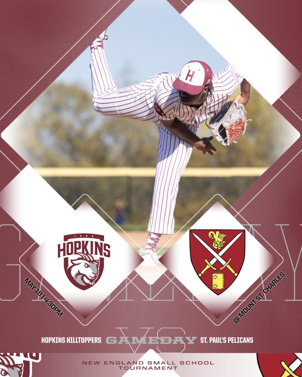 HopScores's tweet photo. Good luck to Varsity Baseball, competing in the first round of the New England Small School Tournament today at 4:30! #gohopct #yeahhop https://t.co/PHLvPJXvnB
