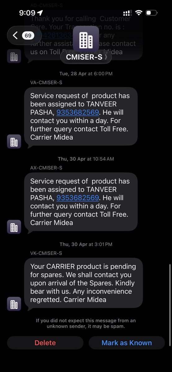kthombre's tweet photo. @carrier I had bought an AC 3 weeks back , after running for 5 days, the AC chip had a fault. Your customer care placed an order for replacement and assured that it will be delivered in 5 days. It has now been 2 weeks and today your regional manager said that internal tax invoice wasn’t generated and so it will take another two weeks. Pathetic customer service !!! My 42K are stuck !! Refund the amount and take your faulty devices back !!