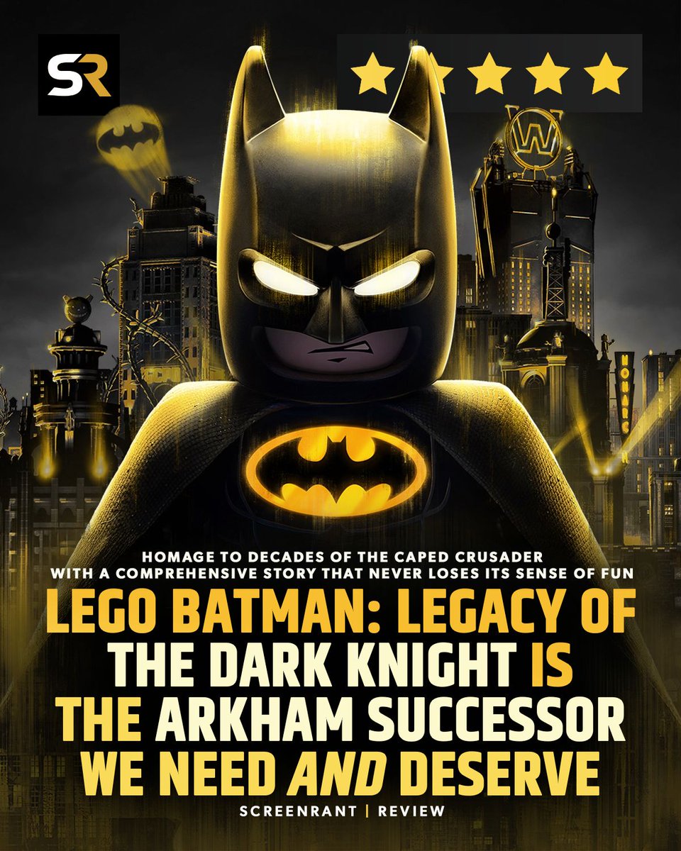screenrant's tweet photo. #LEGOBatman: Legacy Of The Dark Knight (@LEGODCGame, @TTGames) pays homage to decades of the Caped Crusader with a comprehensive story that never loses its sense of fun. 

Read our ⭐️⭐️⭐️⭐️⭐️, 10/10 review here: https://t.co/MnzeKKfR1v https://t.co/o9nfarq6XB