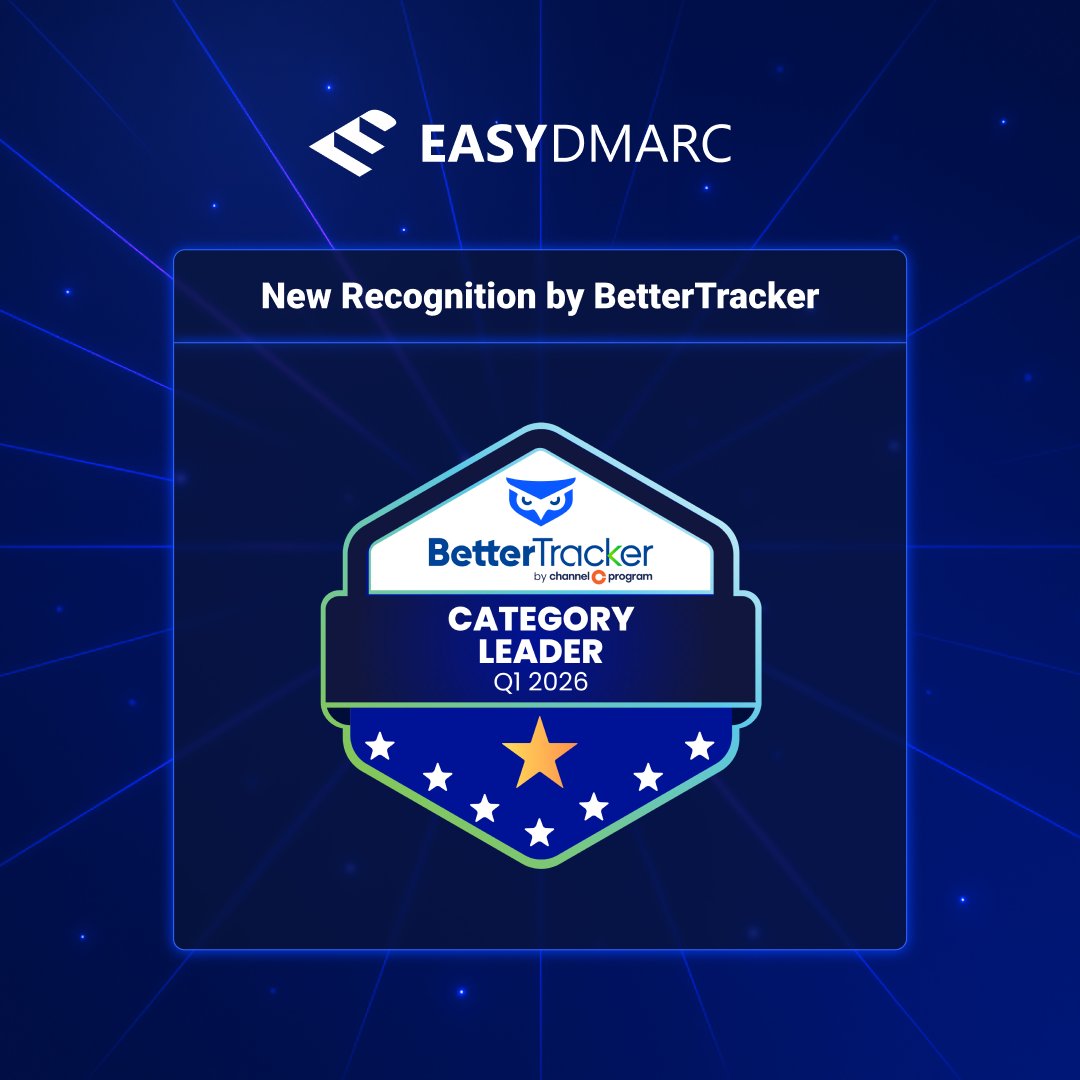 easydmarc's tweet photo. 🏆 We are proud to share that EasyDMARC has been recognized as a Category Leader by @bettertracker_ (Q1 2026) in the following categories:

✅ Anti-Phishing
✅Cloud Security
✅DMARC Management

Thank you to every customer and partner who took the time to share their experience. 

#EasyDMARC #BetterTracker #CategoryLeader #DMARC #EmailSecurity #CyberSecurity
