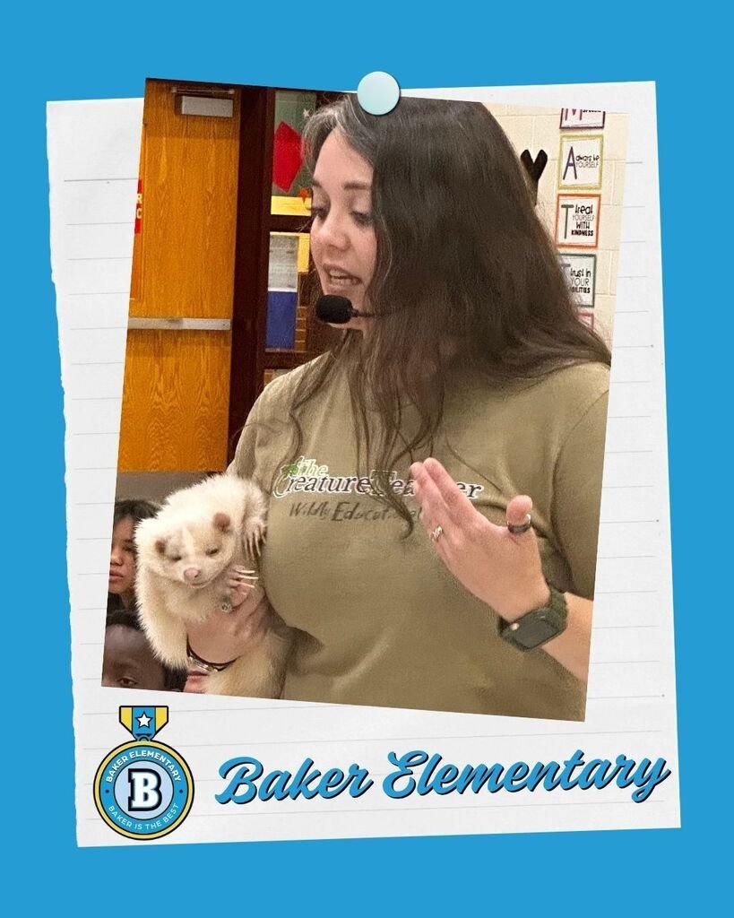 BakerElem's tweet photo. Thank you @BakerElementaryPTO &amp; @the_creature_teacher for a GREAT event last week with our students &amp; staff!  They brought us up close to some exotic animals &amp; how they lived in their native habitat.  We also explored how to be good stewards of nature &amp; care for all around us. https://t.co/lkR1IjMYUc