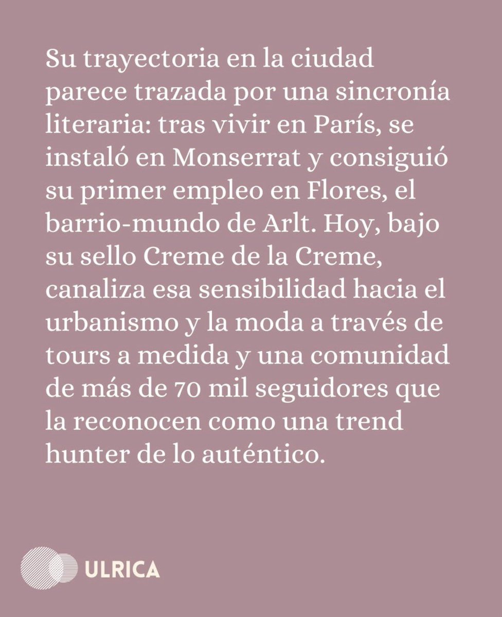 cremetoursBA's tweet photo. En la revista Ulrica publicaron una nota extensa con un análisis sobre mi trabajo y mirada de Bs As. Un halago inmenso y encima recién me entero! ❤️ https://t.co/Lb4Ghy8OWv