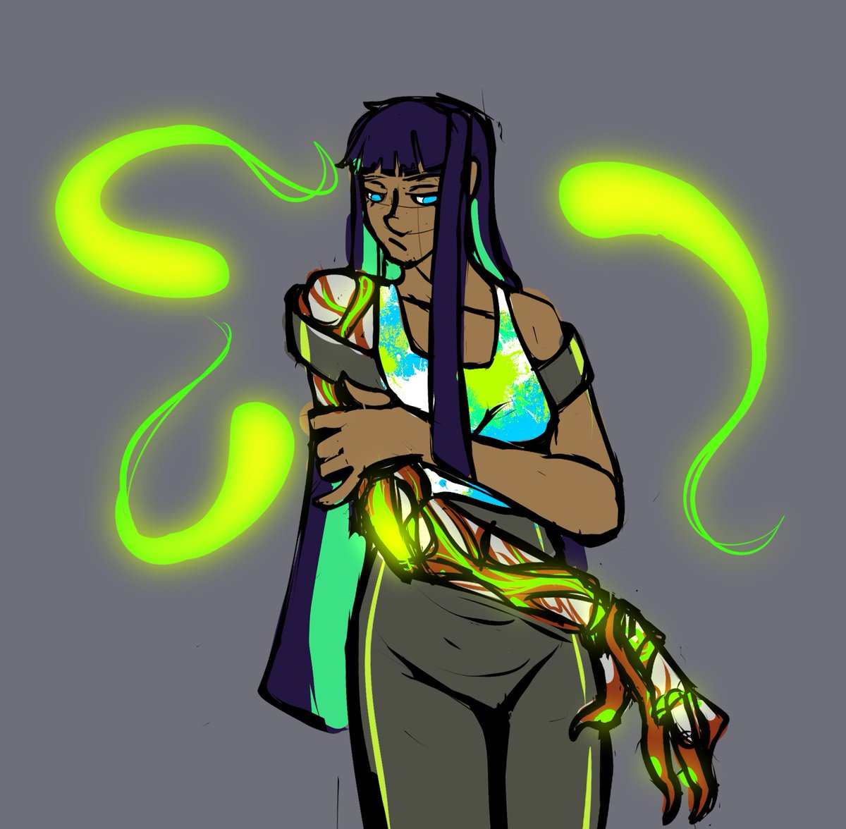 Nikodraws's tweet photo. Thinking about my endless well of Masks Characters again. Anyway here's Icon she's got a weird space parasite stuck to her prosthetic arm.
{ #oc #ttrpg #ocsky #masksanewgeneration #Masksrpg } https://t.co/aedLCqvyNB