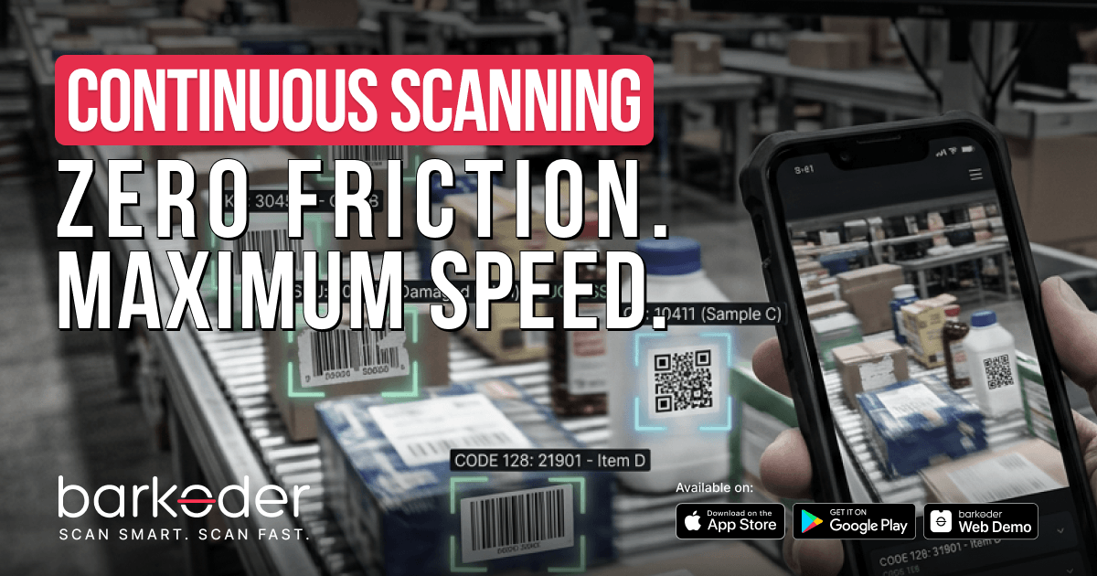 TheBarkoder's tweet photo. In logistics and manufacturing, every second counts. barKoder’s Continuous Scanning mode allows users to capture multiple barcodes in a single session without hitting the "scan" button repeatedly. Speed up your operations today! 
See it in action: https://t.co/xSuS3LJfuo https://t.co/Rw3wkTmCdq