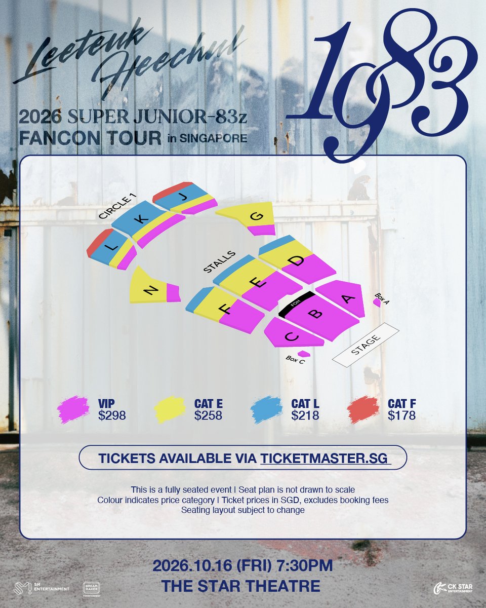 koreamonthly's tweet photo. [UPCOMING] 

SUPER JUNIOR-83z FANCON TOUR [1983] IN SINGAPORE

📅: 16 OCT (FRI), 7.30PM
📍: The Star Theatre
🎟️: Presale (25 May), General Sale (26 May) via Ticketmaster

#SUPERJUNIOR #SUPERJUNIOR83z #LEETEUK #HEECHUL #SJ #ELF 

This event is brought to you by @ckstarsg https://t.co/1tEaSz4T3I