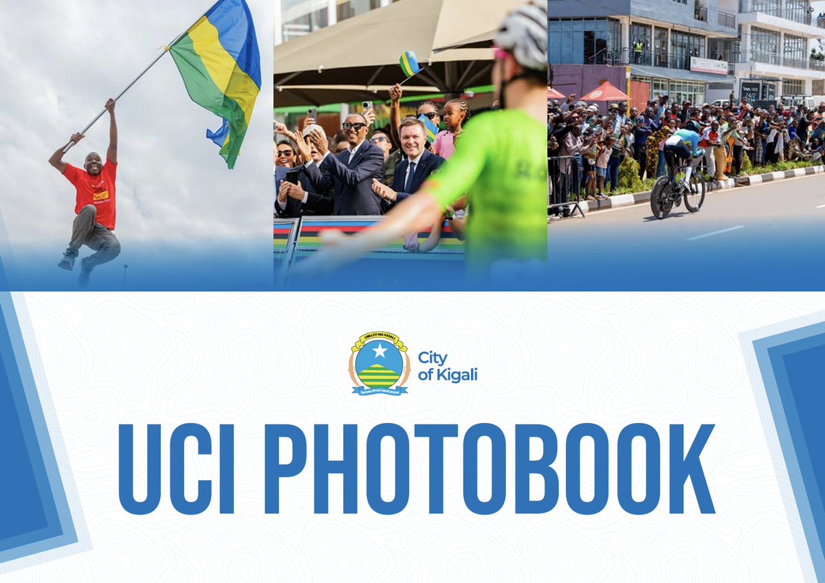 EmmaClaudine's tweet photo. #Kigali2025 — The world watched. #Africa delivered.🚴🏾

The cheers on the hills, the drums in the streets, the sea of fans in #KigaliYacu, and the unforgettable emotion of witnessing history on African soil.

Here is a photobook that brings back the memories of the 2025 UCI Road World Championships, the first ever held in Africa, capturing the energy, pride, passion, and moments that united a continent and inspired the world.

After the championships, Kigali was awarded the prestigious UCI Bike City Label.

From BK Arena to #Kigali’s toughest climbs, every page tells the story of a championship that will never be forgotten.

📖 Relive the memories here: https://t.co/DsupsCBphX
===
Kigali 2025 — Isi yose yararebaga. Afurika yatanze ibyiza.🚴🏾

Gufana bidasanzwe, ingoma mu mihanda, abafana batabarika, n’amarangamutima y'abakinnyi ndetse n'abarebye Shampiyona y'Isi y'Amagare muri #KigaliYacu, amateka akandikwa ku mugabane wa Afurika.

Dore Igitabo cy'amashusho cyikwibutsa uko byari byifashe. Ibyishimo, ishema, imbaraga n’ibihe byahuje umugabane wacu ndetse bigatungura isi yose.

Nyuma ya shampiyona kandi, Kigali yahawe ikirango cya UCI Bike City Label.

Kuva aho shampiyona yatangiriiye muri BK Arena, kugera mu mihanda n'imisozi y'urw'Imisozi Igihumbi, buri paji ivuga amateka y'iyi shampiyona itazibagirana.

📖 Ongera wibukirwe ayo mateka hano: https://t.co/DsupsCBphX